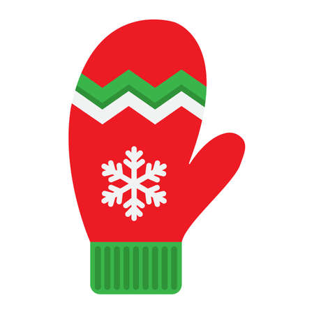 Mitten flat icon, New year and Christmas, sign vector graphics, a colorful solid pattern on a white backgroundのイラスト素材
