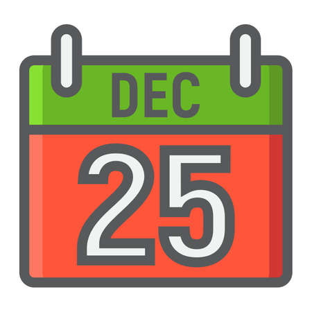 Christmas calendar filled outline icon, New year and Christmas, xmas sign vector graphics, a colorful line pattern on a white background, eps 10.のイラスト素材