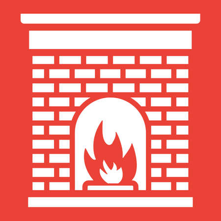 Christmas fireplace line icon, New year and Christmas, xmas sign vector graphics, a linear pattern on a red background, eps 10.のイラスト素材
