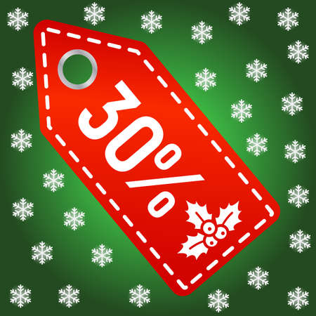 Red Christmas Sale shopping tag icon, new year and xmas, red 40 percent discount label.のイラスト素材