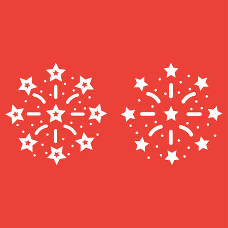 Fireworks line and glyph icon, New year and Christmas, xmas sign vector graphics, a linear pattern on a red background, eps 10.のイラスト素材