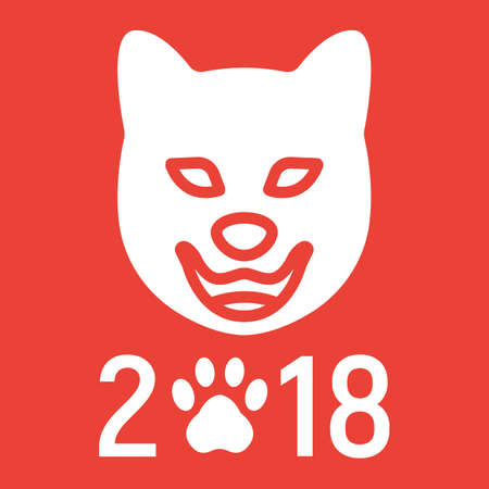 Dog, Chinese zodiac of 2018 year glyph iconのイラスト素材