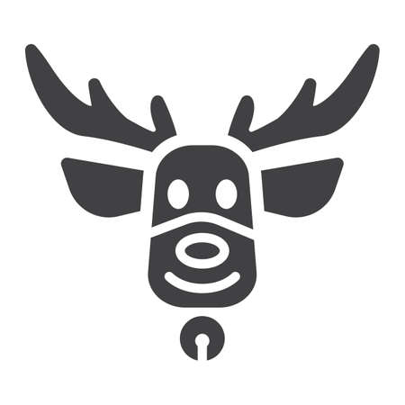 Christmas deer glyph icon, New year and Christmasのイラスト素材