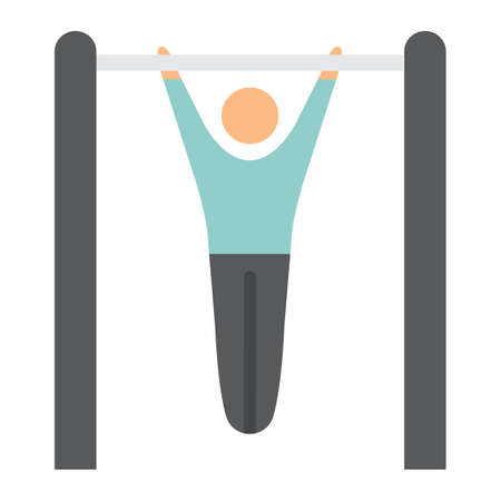 Fitness pull up flat icon, fitness and sport, workout sign vector graphics, a colorful solid pattern...