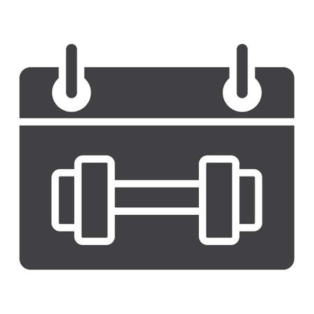 Training schedule glyph icon, fitness and sport, sport calendar sign vector graphics, a solid pattern on a white background, eps 10.のイラスト素材