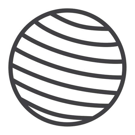 Fitness rubber ball line icon, fitness and sport, gym ball sign vector graphics, a linear pattern on a white background, eps 10.のイラスト素材