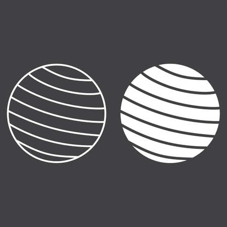 Fitness rubber ball line and glyph icon, fitness and sport, gym ball sign vector graphics, a linear pattern on a black background, eps 10.のイラスト素材