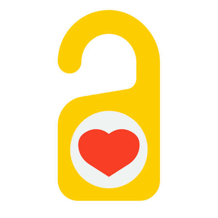 Do not disturb with heart flat icon, valentines day and romantic, door hanger sign vector graphics, a colorful solid pattern on a white background.のイラスト素材
