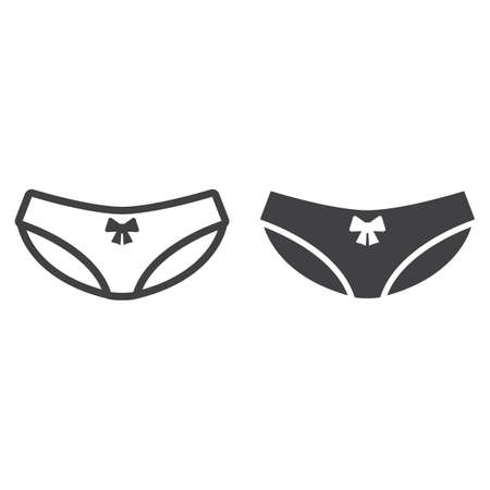 Women's briefs line and glyph icon, Valentine's day and romantic, women underwear sign vector graphics, a linear pattern on a white background.のイラスト素材