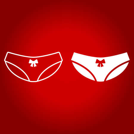 Women briefs line and glyph icon, valentines day and romantic, women underwear sign vector graphics, a linear pattern on a red background, eps 10.のイラスト素材