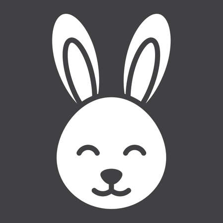 Easter rabbit glyph icon, easter and holiday, bunny sign vector graphics, a solid pattern on a black background, eps 10.のイラスト素材
