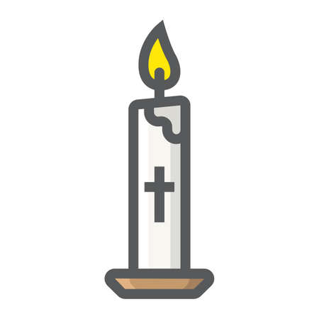 Easter candle filled outline icon, easter and holiday, flame sign vector graphics, a colorful line pattern on a white background, eps 10.のイラスト素材