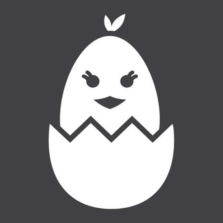Chick hatched from an egg glyph icon, easter and holiday, bird sign vector graphics, a solid pattern on a black background, eps 10.のイラスト素材