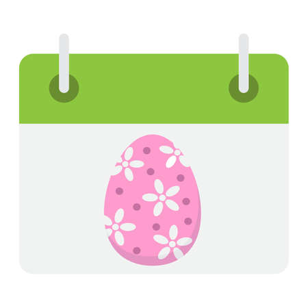 Easter calendar flat icon, easter and holiday, date sign vector graphics, a colorful solid pattern on a white background, eps 10.のイラスト素材