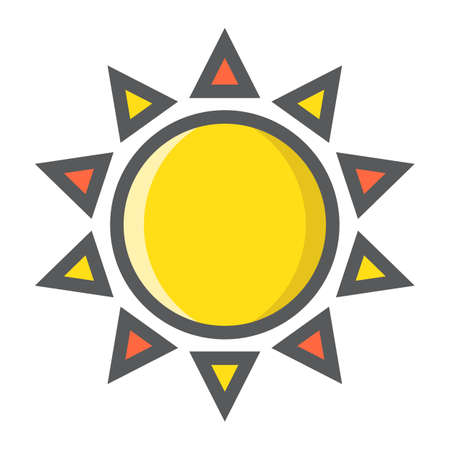 Sun filled outline icon, easter and holiday, hot sign vector graphics, a colorful line pattern on a white background, eps 10.のイラスト素材