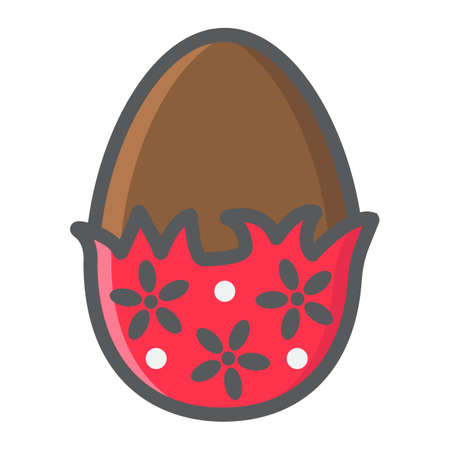 Chocolate egg with wrapper filled outline icon, easter and holiday, sweet sign vector graphics, a colorful line pattern on a white background, eps 10.のイラスト素材