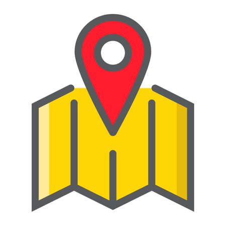 Pinpoint on map filled outline icon, geolocation and navigation, gps sign vector graphics, a colorful line pattern on a white background, eps 10.のイラスト素材