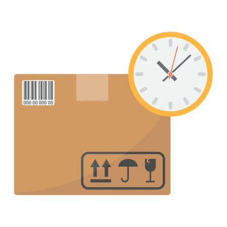 Delivery Time flat icon, logistic and delivery, clock sign vector graphics, a colorful solid pattern on a white background, eps 10.のイラスト素材