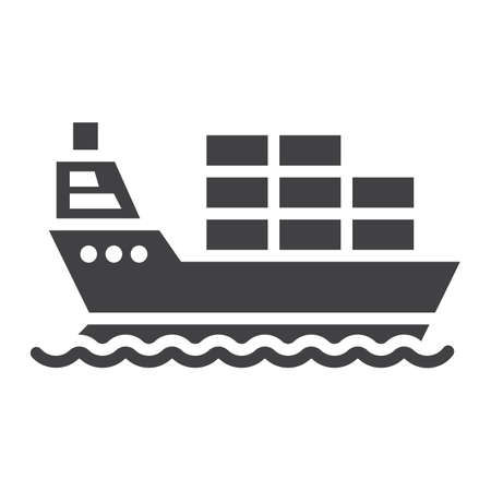 Cargo ship glyph icon, logistic and delivery, transport sign vector graphics, a solid pattern on a white background, eps 10.のイラスト素材