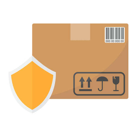 Cardboard Box Protection flat icon, logistic and delivery , carton box safe sign vector graphics, a colorful solid pattern on a white background, eps 10.のイラスト素材