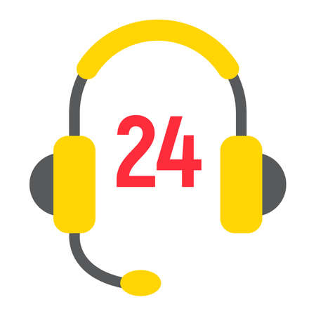 Customer support flat icon, service and help, 24 7 service sign vector graphics, a colorful solid pattern on a white backgroundのイラスト素材