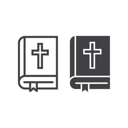 Bible line and glyph icon, easter and holiday, book sign vector graphics, a linear pattern on a white background, eps 10.のイラスト素材