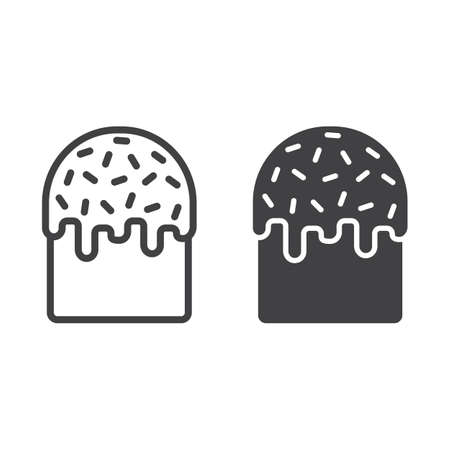 Easter cake line and glyph icon, easter and holiday, sweet sign vector graphics, a linear pattern on a white background, eps 10.のイラスト素材