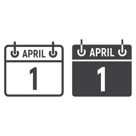 Easter calendar line and glyph icon, Easter and holiday, date sign vector graphics.のイラスト素材