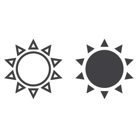 Sun line and glyph icon, easter and holiday, hot sign vector graphics, a linear pattern on a white background, eps 10.のイラスト素材