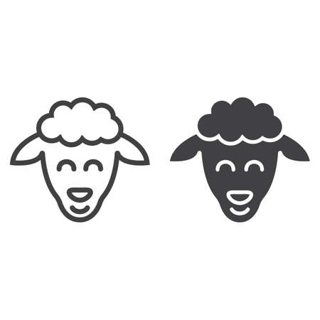 Sheep line and glyph icon, easter and holiday, lamb sign vector graphics, a linear pattern on a white background, eps 10.のイラスト素材
