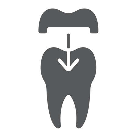 Dental crown glyph icon, stomatology and dental, ceramic tooth sign vector graphics, a solid pattern on a white backgroundのイラスト素材
