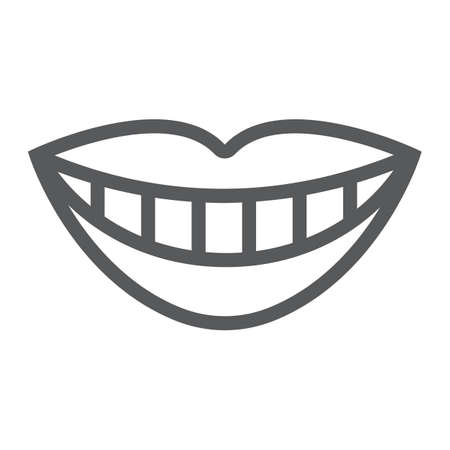 Smile with white teeth line icon illustrationのイラスト素材