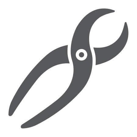 Dental pliers glyph icon, stomatology and dental, medical nippers sign vector graphics, a solid pattern on a white background, eps 10.のイラスト素材