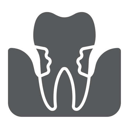 Periodontitis glyph icon, stomatology and dental, periodontal tooth sign vector graphics, a solid pattern on a white backgroundのイラスト素材