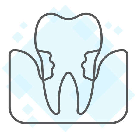 Periodontitis thin line icon, stomatology and dental, periodontal tooth sign vector graphics, a linear pattern on a white backgroundのイラスト素材