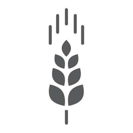 Wheat ear glyph icon, farming and agriculture, grain sign vector graphics illustrationのイラスト素材