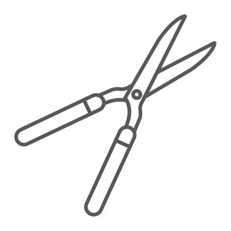 Garden shears thin line iconのイラスト素材