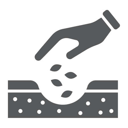 Hands planting seeds glyph iconのイラスト素材