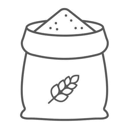 Bag of wheat thin line iconのイラスト素材