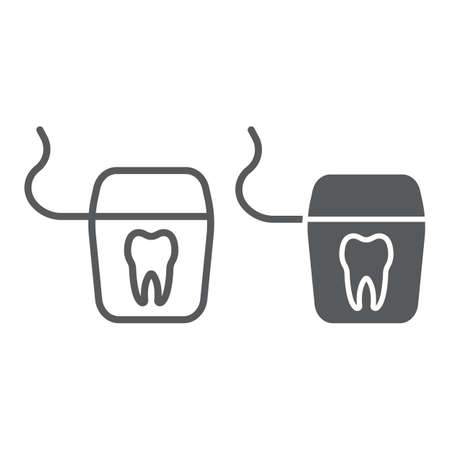 Dental floss line and glyph icon, stomatology and dental, clean sign vector graphics, a linear pattern on a white backgroundのイラスト素材