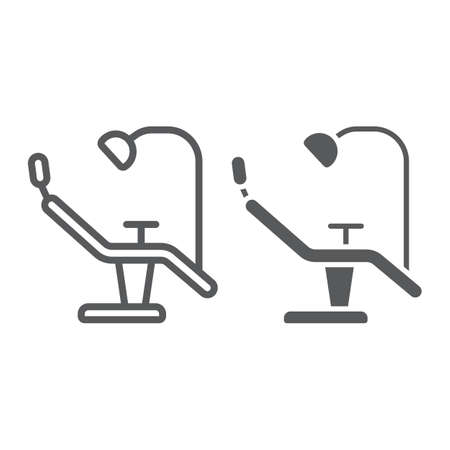 Dentist chair line and glyph icon, stomatology and dental, surgery sign vector graphics, a linear pattern on a white background.のイラスト素材