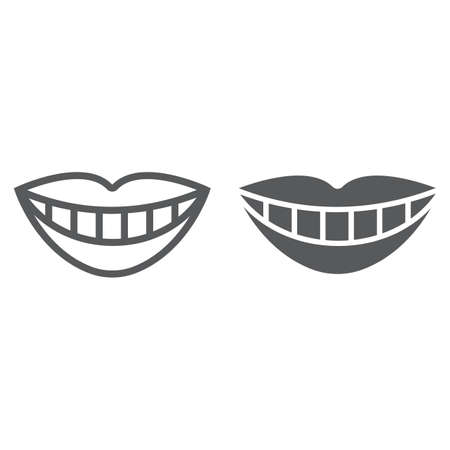 Smile with white tooth line and glyph icon.のイラスト素材