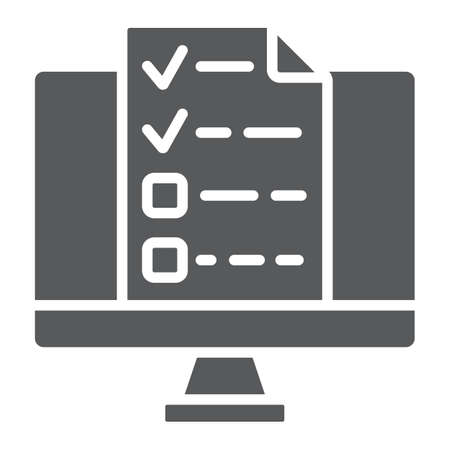 Online tests glyph icon, e learning and education, exam sign vector graphics, a solid pattern on a white background, eps 10.のイラスト素材