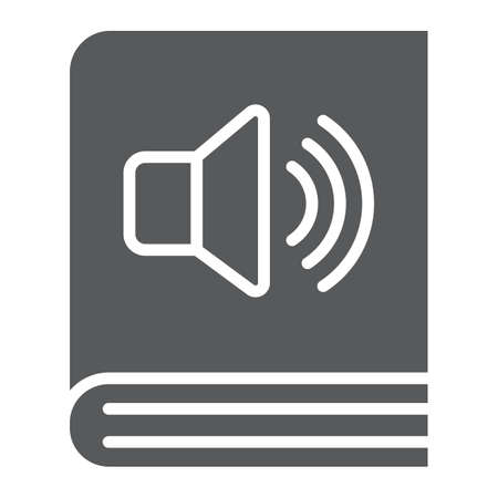 Audio book glyph icon, e learning and education, e book sign vector graphics, a solid pattern on a white background, eps 10.のイラスト素材