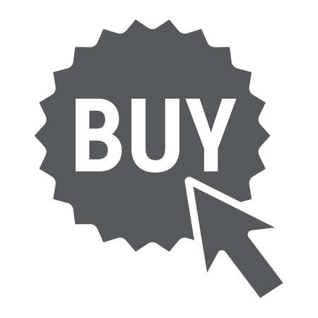 Buy now button glyph icon, e commerce and marketing, shop sign vector graphics, a solid pattern on a...