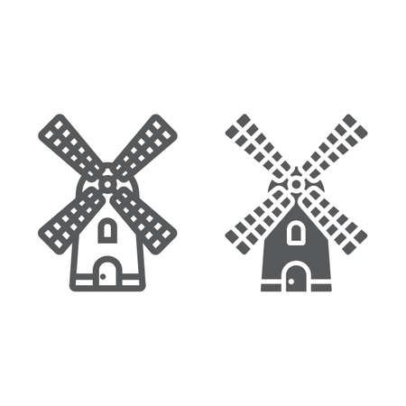 Windmill line and glyph iconのイラスト素材