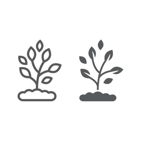 Plant line and glyph icon, farming and agriculture, ecology sign vector graphics. A linear pattern on a white background.のイラスト素材