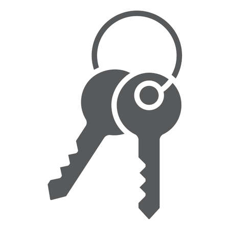 Keys glyph icon, lock and home, access sign vector graphics, a solid pattern on a white background.のイラスト素材