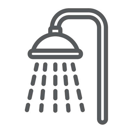 Shower line icon, real estate and home, bath sign vector graphics, a linear pattern on a white background.のイラスト素材