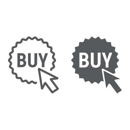 Buy now button line and glyph icon, e commerce and marketing, shop sign vector graphics, a linear...